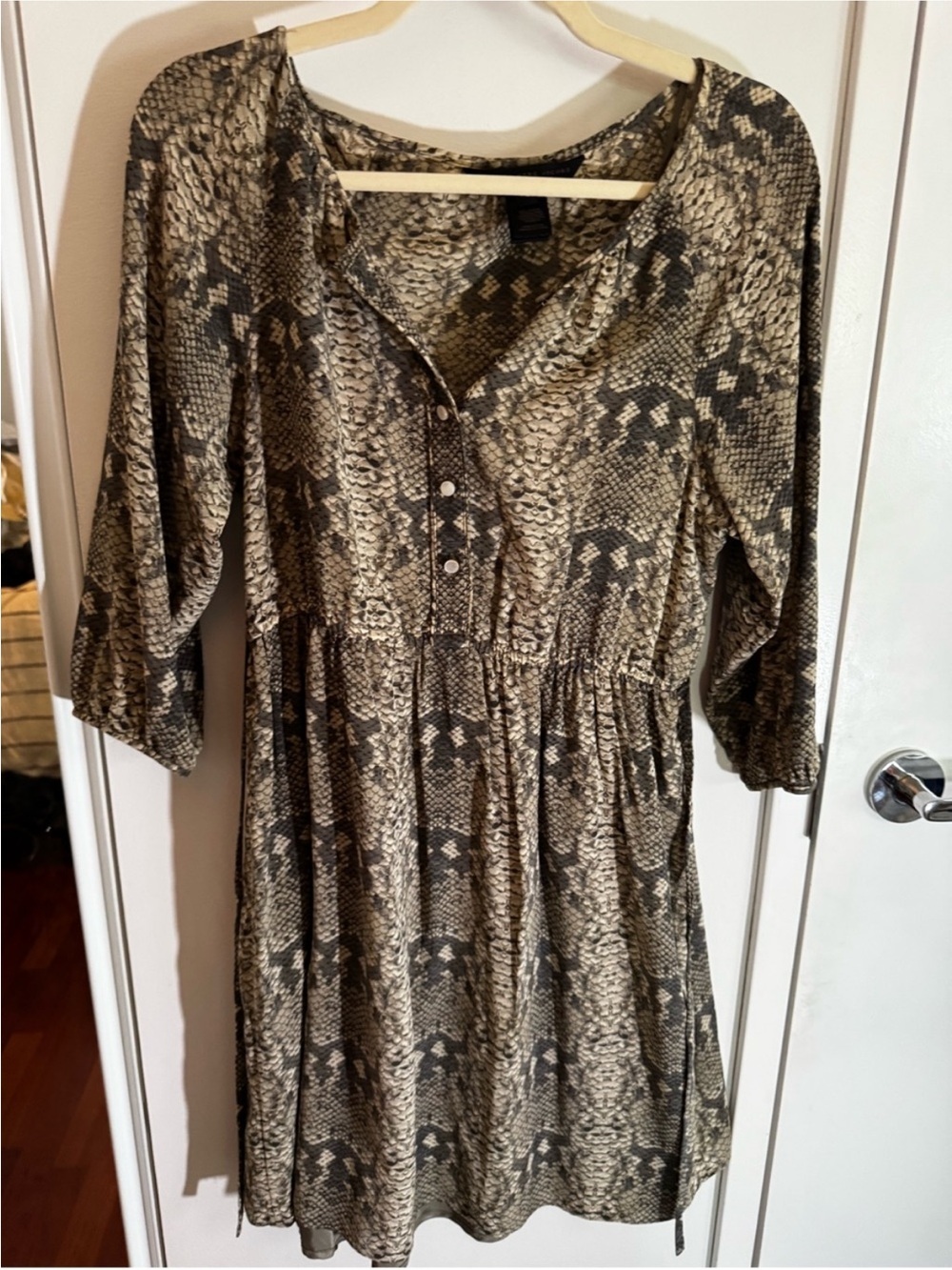 Marc by Marc Jacobs Snake Print Gathered Waist Mini Dress | Size S